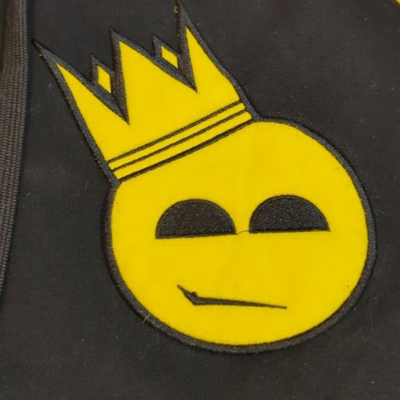 Supreme Society Men's Size Large Varsity Jacket Hooded Black Yellow Snap Button - Picture 4 of 13